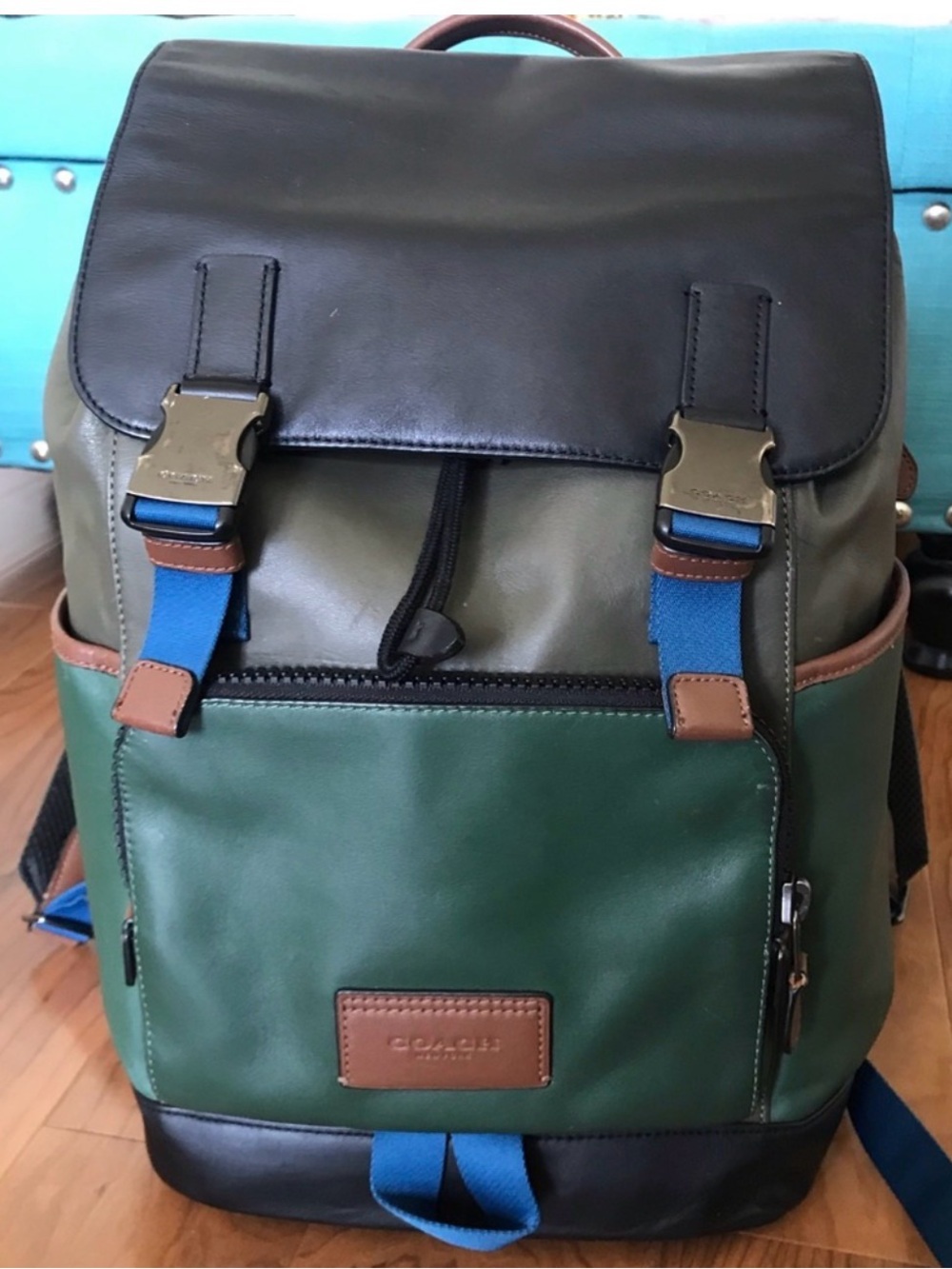 Coach leather Track backpack colorblock